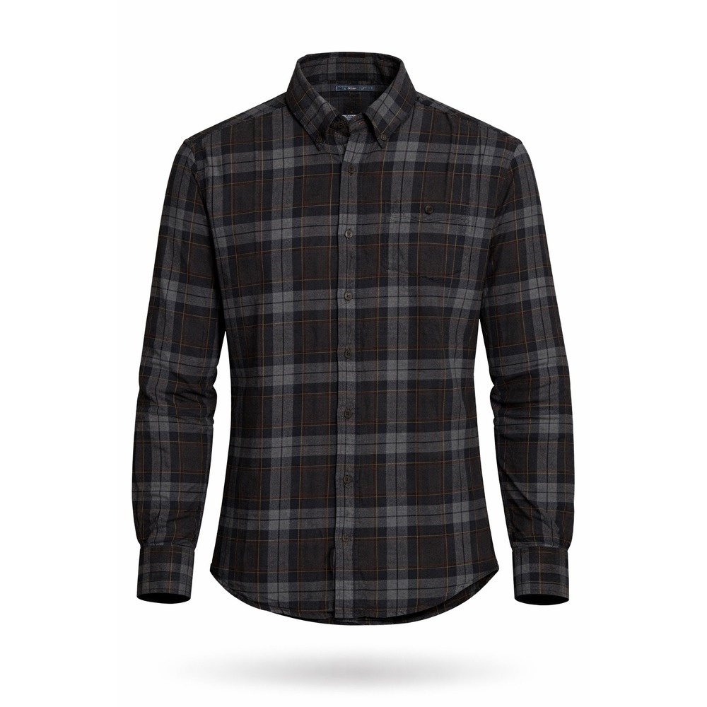Weatherproof Vintage Mens Plaid Button Down Shirt Large Grey Charcoal Flannel